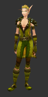Blood Elf female wearing the Hawkeye's Armor set