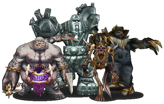 Golems (from left to right): Abomination, stone golem, bone golem, and harvest golem.