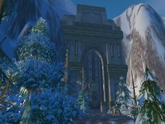 An early version of the Gates of Ironforge during the Classic alpha in early 2003.