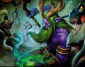 Malfurion, Tyrande and Maiev, fighting Illidan's minions (Reign of Fire).