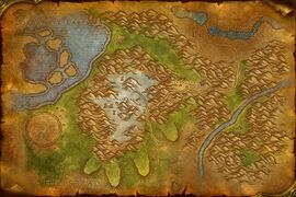 Map of the Alterac Mountains prior to Wrath of the Lich King with Dalaran under a magic barrier.