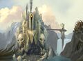 Concept art of Utgarde Keep, the structure which houses the instances in Howling Fjord.