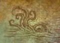 Artwork of the squid-like "kraken" from the world map.