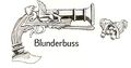 A blunderbuss and a pouch with bullets