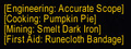 Different recipes in different professions posted in chat as links.