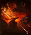 In the right hands, this weapon can stop armies. Flame Wrath art from the WoW TCG.