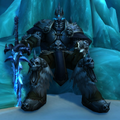 Arthas the Lich King, seated on the Frozen Throne.