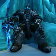 Arthas and Frostmourne in the game.