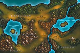 Map of central Lordaeron in Warcraft III.