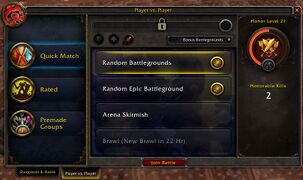 The Casual panel, as of Battle for Azeroth.