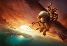 Classic World of Warcraft artwork of gryphon riders.