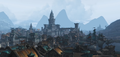 Wide view of the Keep over Boralus's skyline.