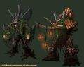Concept art of ancients of wind and war for Warcraft III.