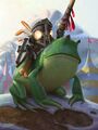 A murloc knight on a frog mount at the Hearthstone: The Grand Tournament.