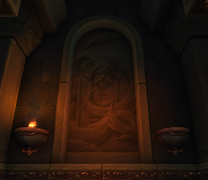 Mural of Loken, surrounded by the tendrils of Yogg-Saron, in the Chamber of Khaz'mul.