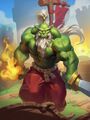 Samuro preparing to set off an explosion in the base, as depicted in Hearthstone Mercenaries.