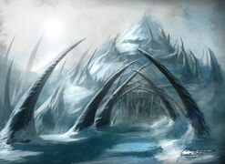 Concept art - seemingly the entrance to some nerubian structure.