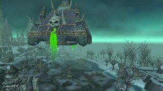 Naxxramas over the Carrion Fields in the Dragonblight.
