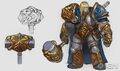 Concept art of Arthas with an adorned hammer for Heroes of the Storm