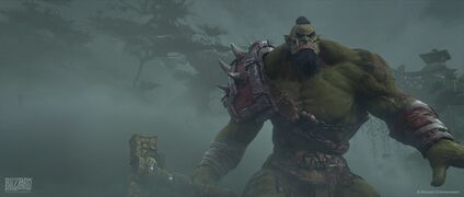 Orc with a broken lamp post as a weapon