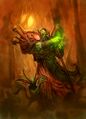 Although this represents Forang Deathrattle in the TCG, the art was used to represent Gul'dan in the Characters of Warcraft section of the official site.