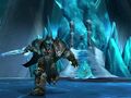 The Lich King in combat before the Frozen Throne.