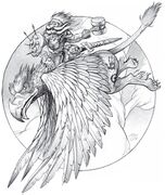 A typical gryphon rider in the Alliance Player's Guide.