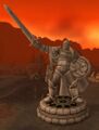 The statue of Lothar in the Burning Steppes depicting his final charge towards Blackrock Spire.