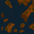 Dun Modr (blue base) and Tol Barad (red base) in the Warcraft II orc campaign.