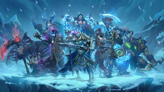 Frost Lich Jaina and other undead heroes in Knights of the Frozen Throne.