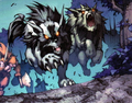 Ralaar and Arvell in pack form. Note the white streaks identifying which one is Ralaar.