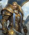 Anduin holding the compass in his left hand (PC Gamer cover artwork).