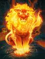 A druid in fire cat form in Hearthstone.