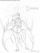 Concept art of a "Demoness" that looks similar to the Warcraft III succubus.