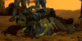 The dead Durotan and Draka in Warcraft Adventures: Lord of the Clans's original intro cinematic.