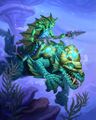 Sunken Saber shown mounted by a naga in Hearthstone.