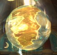 The Eastern Kingdoms on a projected globe in the Halls of Lightning.