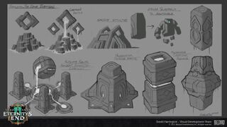 Concept art of Progenitor relics and structures.