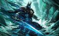 The Lich King, standing before the Frozen Throne (by Raymond Swanland).