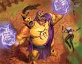 Mogor's TCG artwork, also used by the "Ogre Magi" card in Hearthstone.
