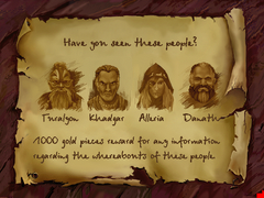 Turalyon (actually Kurdran), Khadgar, Alleria, and Danath on a missing poster.