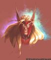 Warcraft III concept art of a spell breaker's face.
