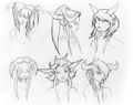 Female draenei hairstyle concepts.