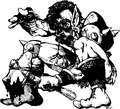 Manual art of a troll axethrower.