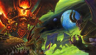 Nathrezim of the Burning Legion with Sargeras, in Warcraft Saga.