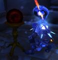 Olothil Starlance in front of a Scrying Orb.