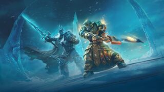 Patch 3.4.3 key art (Lich King and Tirion Fordring)