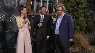 Director Duncan Jones being interviewed by Jesse Cox and Michele Morrow