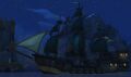 Kul Tiran ship with flags and with a sail as a banner