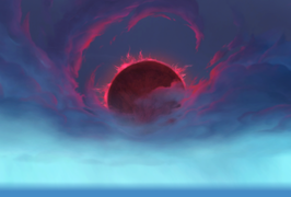 The permanent red moon near the Necropolis in Nazmir.